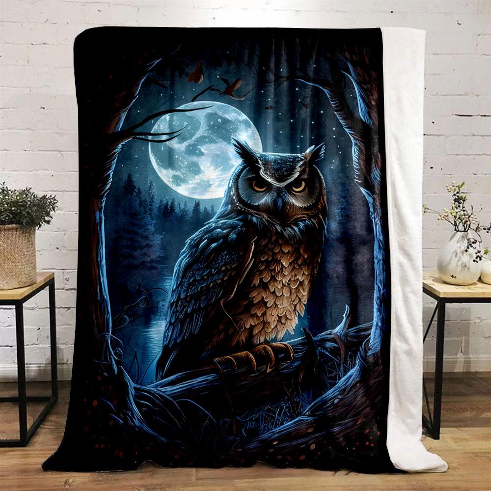 Couverture Forêt de Hiboux au Clair de Lune Couverture de Chambre à Coucher pour Salon Canapé pause déjeuner Couverture douce pour Festival d'un Ami Cadeau