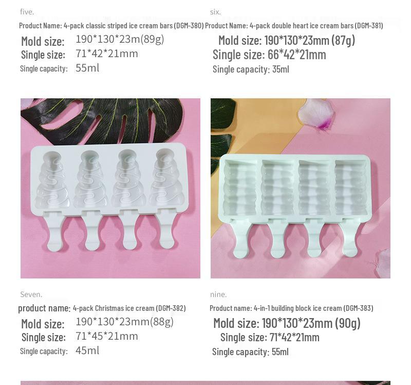 Sanxin Silicone Ice Cream Mold for Homemade Children's Popsicles, Christmas Cakes, and Chocolate Fruits