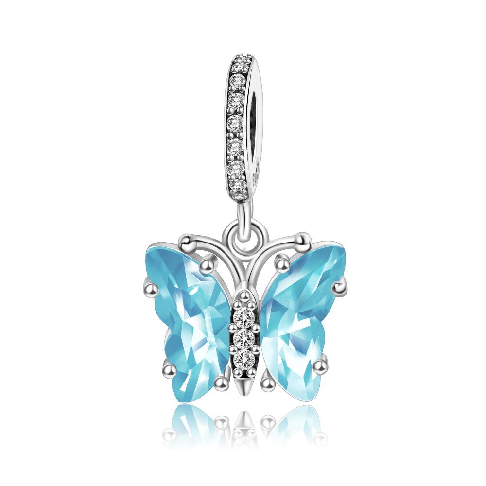 

New Summer Products Copper Murano Glass Butterfly Dangle Charm Fit Original Bracelet High-End Jewelry Gift For Girl