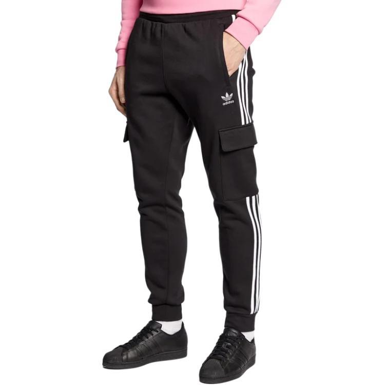 Men's adidas originals Solid Color Logo Printing Cargo Bundle Feet Sports Pants/Trousers/Joggers Black HK9689