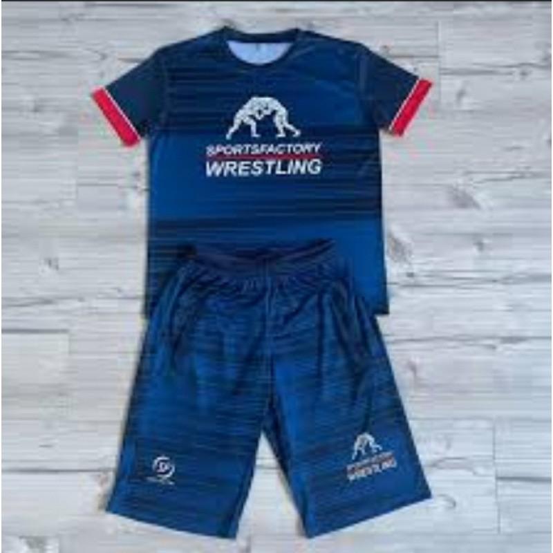 Mens Short Sleeve Wrestling Sport T-Shirt Shorts Set Athletic Training Outfit Lightweight Casual Gym Wear