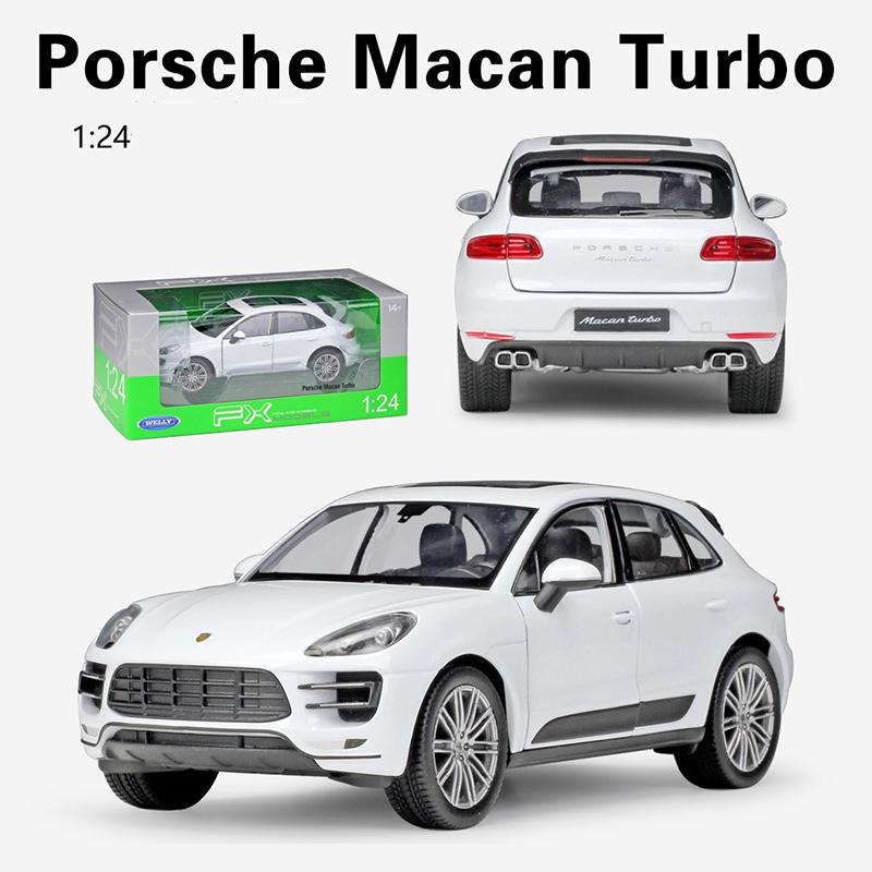 1/24 Scale WELLY Porsche Macan Turbo Alloy Car Model Diecasts Metal Toy Vehicles Car Model High Simulation Collection Childrens Gifts