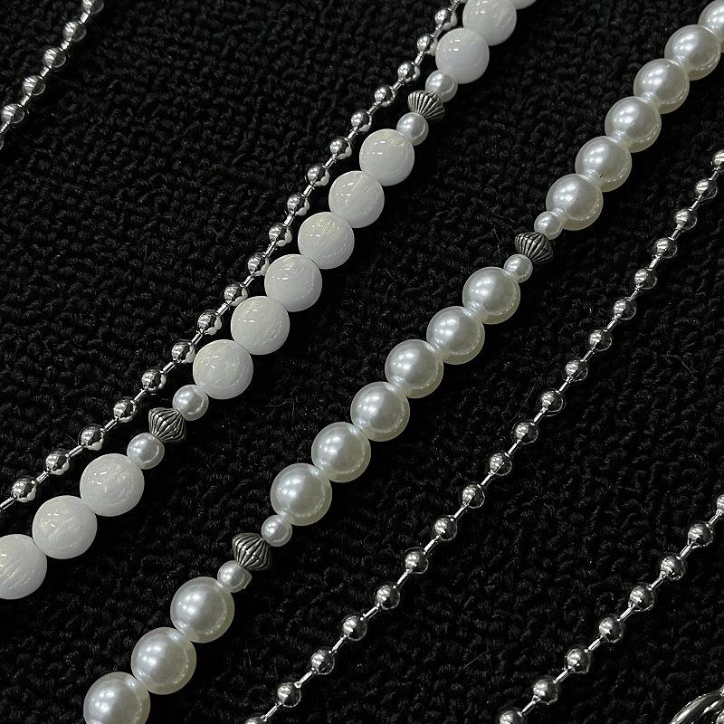 High-End Pearl Patchwork Double-Layered Metal Hip-Hop Waist Chain