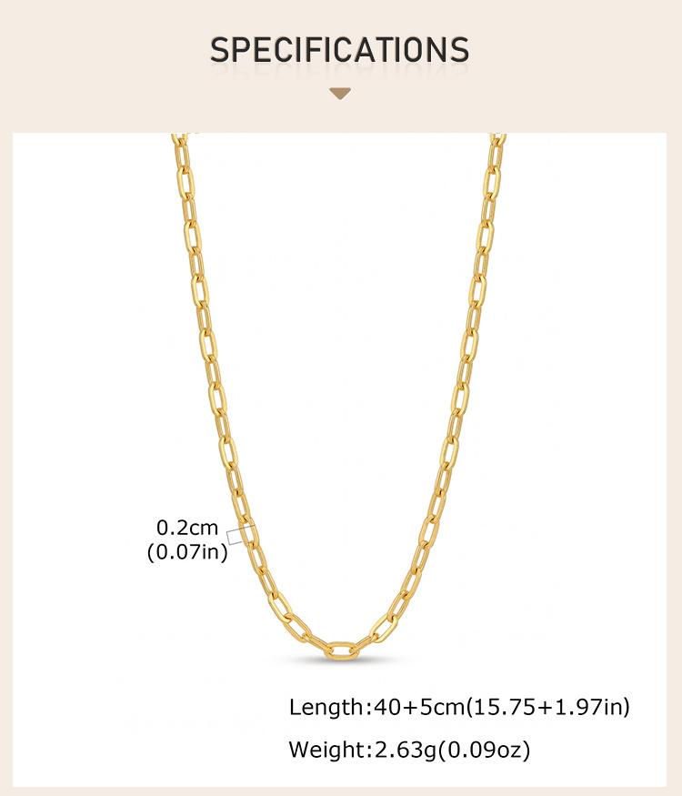 Dainty Paperclip Chain Necklace Stainless Steel 2mm Thin Rectangle Link Non Tarnish Jewelry for Women