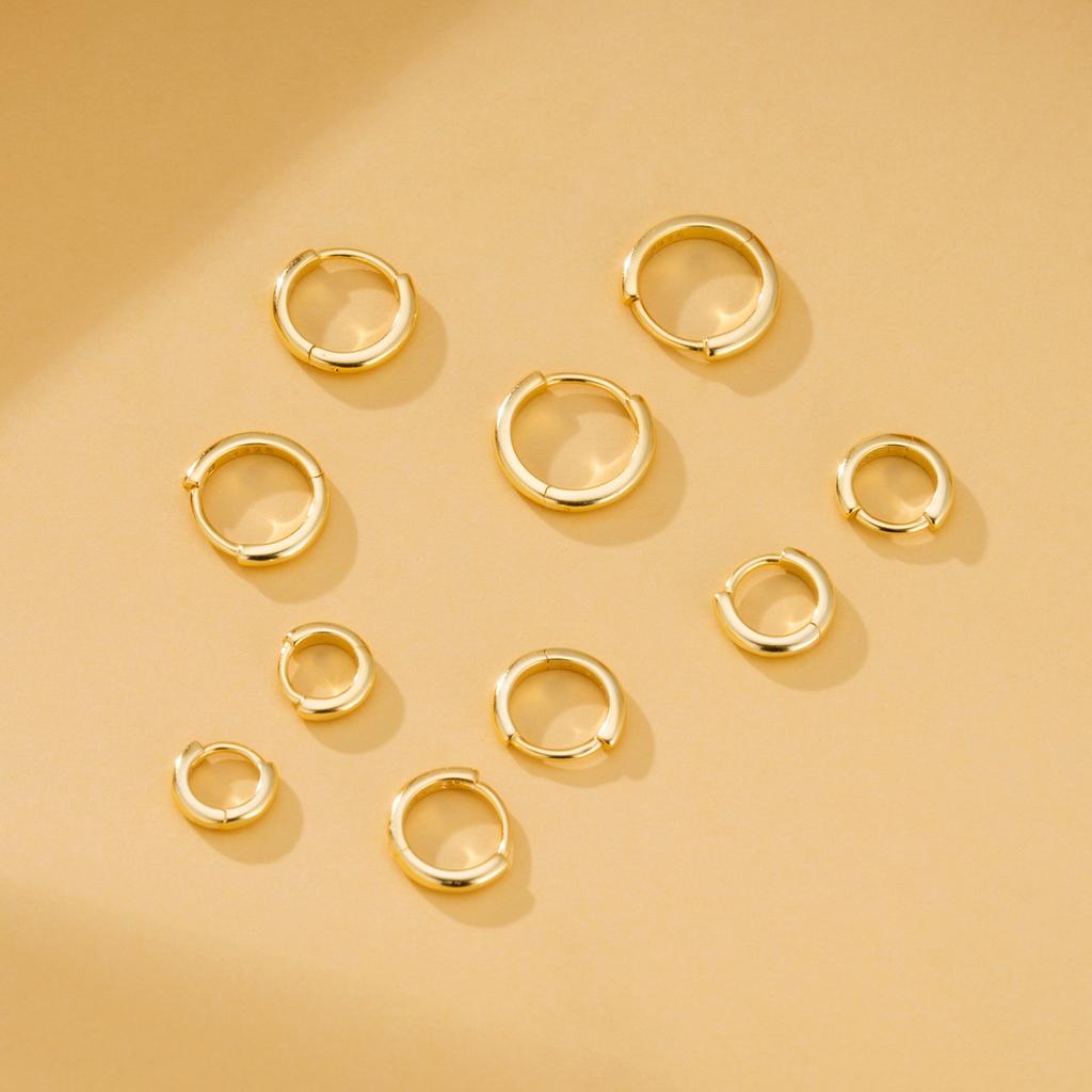 925 Sterling Silver Gold Tiny Hoop Earrings , Minimalist Small Huggie Earrings for Women Men, Dainty Stackable Circle Ear Hoops