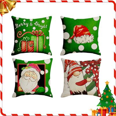 New Green Christmas Santa Claus Pillow Cover Bedroom Sofa Car Waist Rest Christmas Letters Cuddle Pillow