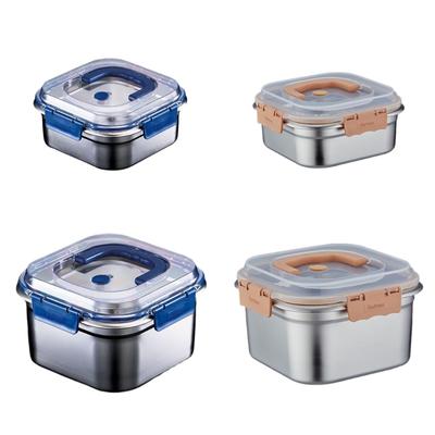 Contenitore per Alimenti in Acciaio Inossidabile di Grande Capacità a Prova di Perdite Porta Pranzo con Manico Crisper in Metallo per Casa e Ufficio