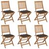 Folding Garden Chairs Set of 6 with Cushions Acacia Wood