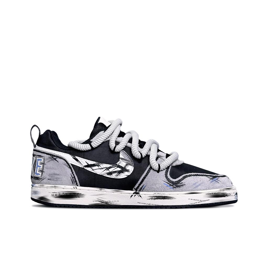Nike Court Borough Virtual Creed Cushioning Abrasion Resistant Low Top Skateboard Shoes Men's Black Gray 844881-005(Team394-)