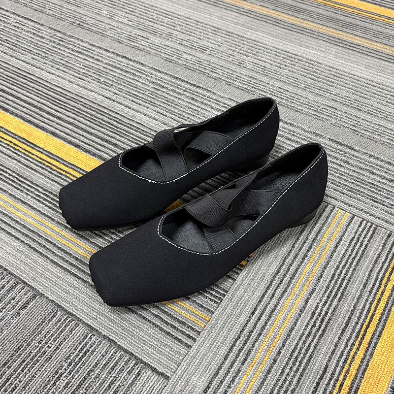Fashion Fashion Elastic Band Footwear Low Heel Ballet Flats Shoes For Women Soft Female Shallow Ladies Heeled Pumps Slip On Shoes