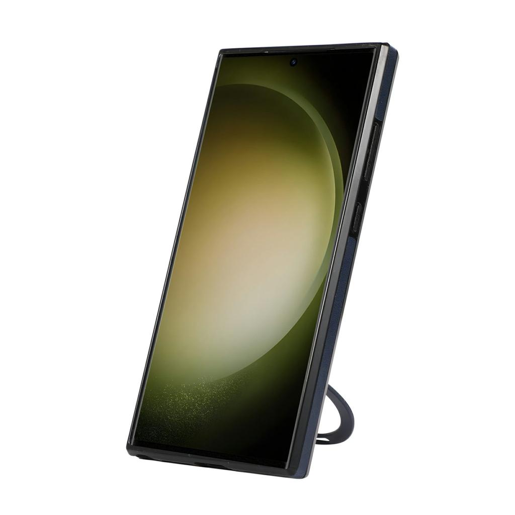 For Samsung Galaxy S25 Ultra Case Magnetic Kickstand PU Leather Coated PC+TPU Phone Cover