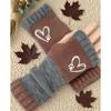 Color-Blocking Touchscreen Gloves Heart-Shaped Decorative Gloves  Smartphone Use
