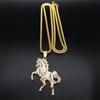 Aesthetic Horse Animal Necklace for Women Men Stainless Steel Gold Color Neck Chain Collar Party Wedding Gift Jewelry N3224S01