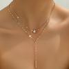 Fashion Retro Exquisite Y-shaped Tassel Glittering Zircon Pendant Multi-layer Necklace Charm Zircon Niche Simple Party Zircon