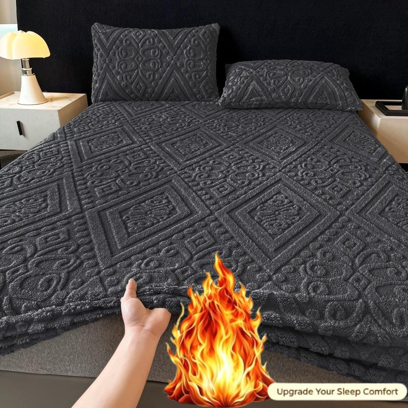Autumn and Winter New Tafu Velvet Bed Sheet Winter Thickened Bed Sheet Three Piece Set Milk Velvet Mattress Protective Cover