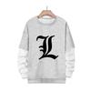 Stampa Anime Death Note Nero/Grigio S-3XL Casual Manica Lunga