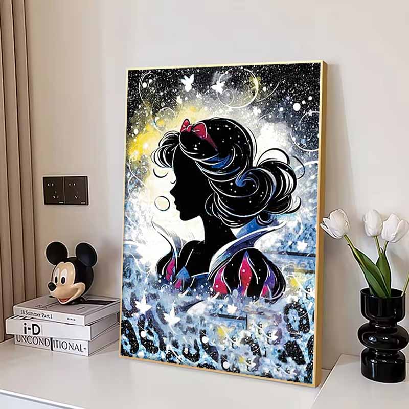 Disney Diamantmalerei Schneewittchen Silhouette Stil Kunst Illustration 5D Kreuzstich Hängendes Druck 5D Puzzle Mosaik Stickerei Heimdekoration