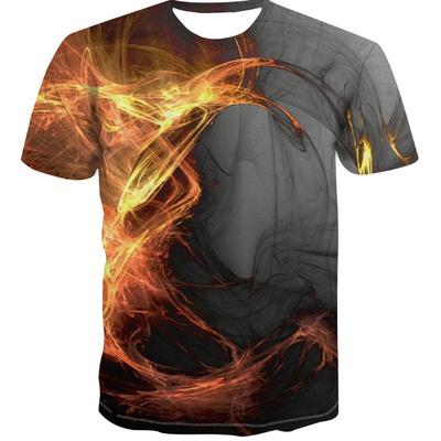 Flame Cool Pattern Men's Casual Short Sleeve Digital Printed 3D T-shirt Summer Short Sleeve Shirt