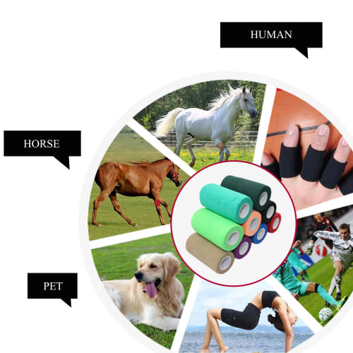 COMOmed 6 Rolls of Self-Adhesive Pink Bandages, 5cm X 4.5m, Elastic Bandages, Non-Woven Sports Tape, Athletic Bandages, Wrap Bandages