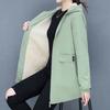 Plus Size Casual Jacket Women's All-match Loose Mid-length Windbreaker Tide Plus Velvet Thickening