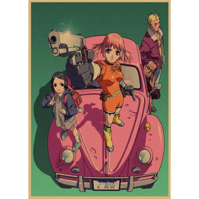 Großes japanisches Anime-Poster - Yoshiyuki Sadamoto Girl Killer Retro Kraft Wandkunst