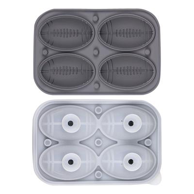 Ice Ball Maker Mold, Large Football Silicone Ball Ice Mold With Funnel Lid, 4 Food Grade Ice Trays For Whiskey/Cocolin//Fruit Drinks/Chocolate