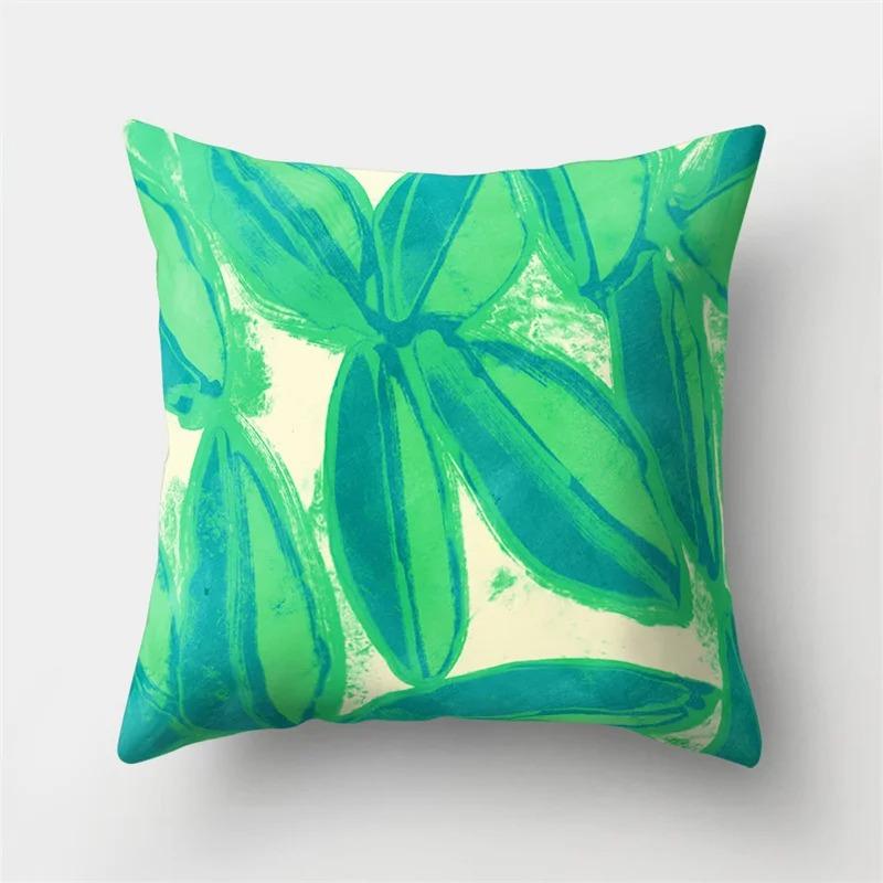 Office Living Room Home Pillowcase Green Leaf Coconut Tree Pattern Pillowcase Car Ornaments
