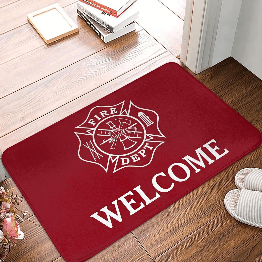 A Firefighter And The Flame Of His Life Live Here Doormat Anti-Slip Entrance Kitchen Door Floor Mat Toilet Rug Carpet Footpad