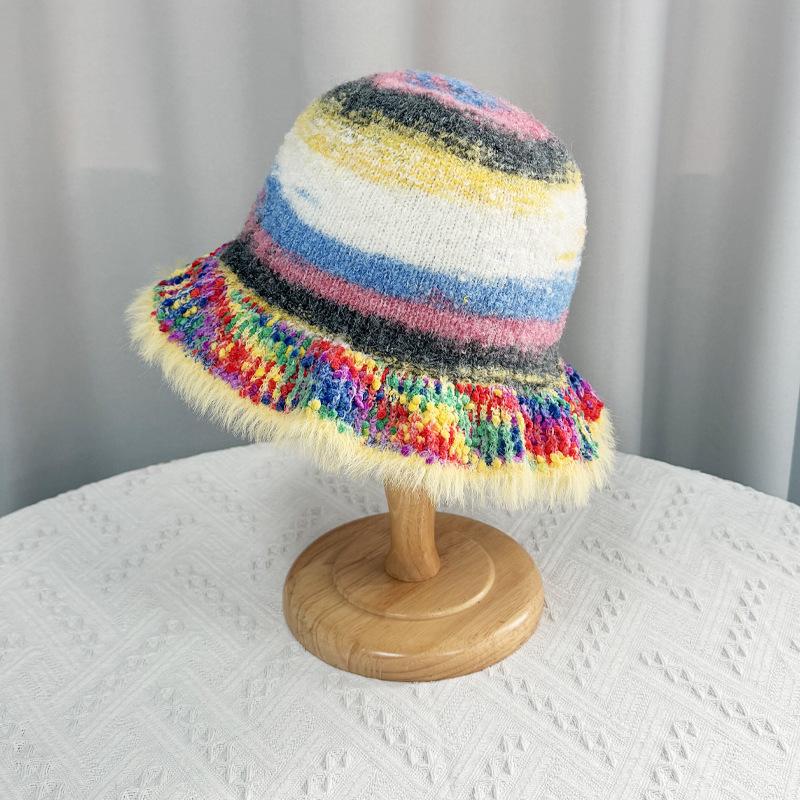 

Яркая ретро-шляпа рыбака, детская, новая, осенне-зимняя, теплая, утолщенная, защитная шапка для лица, вязаная шапка с ушками