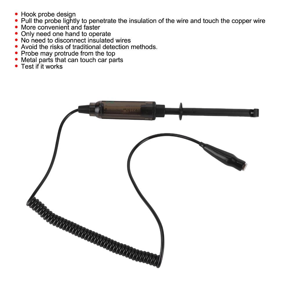 Hook Probe Voltage Tester Pencil Test Light Probe  Continuity Inspection For 12V/24V Power Circuits