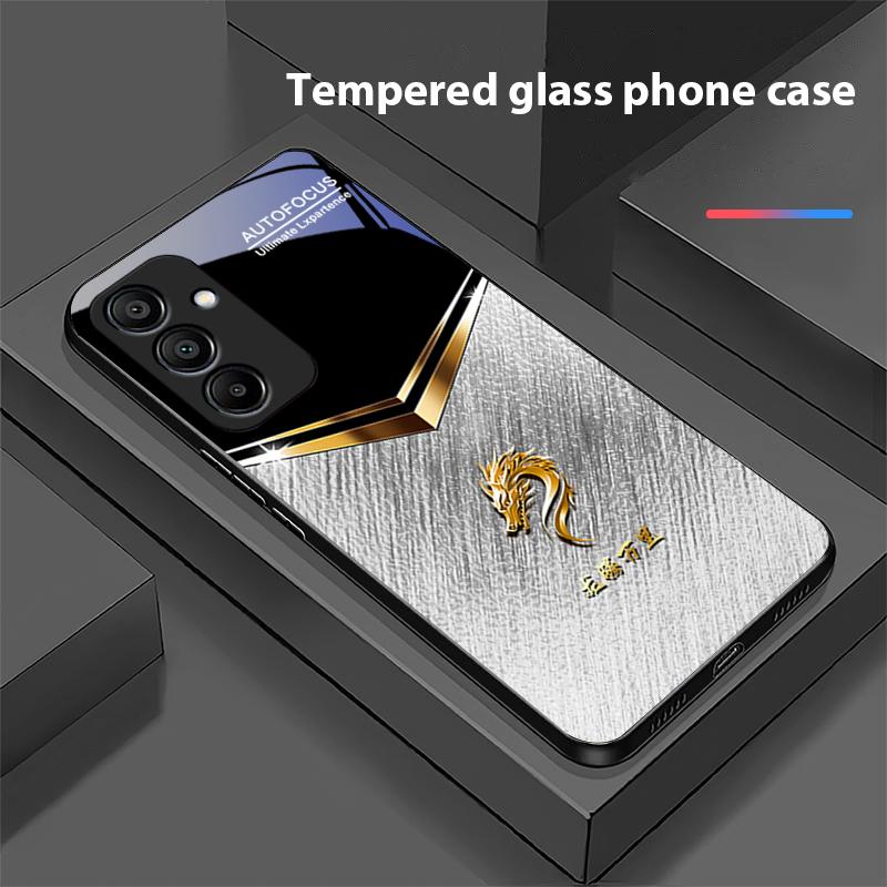Liuli Black Dragon For Samsung Galaxy A15 5G 54 4G 51 50 24 35 90 71 12 51 53 52S 80 22 34 Black Tempered Glass Phone Case
