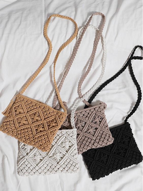 2025 Woven Tassel One-Shoulder Crossbody Clutch