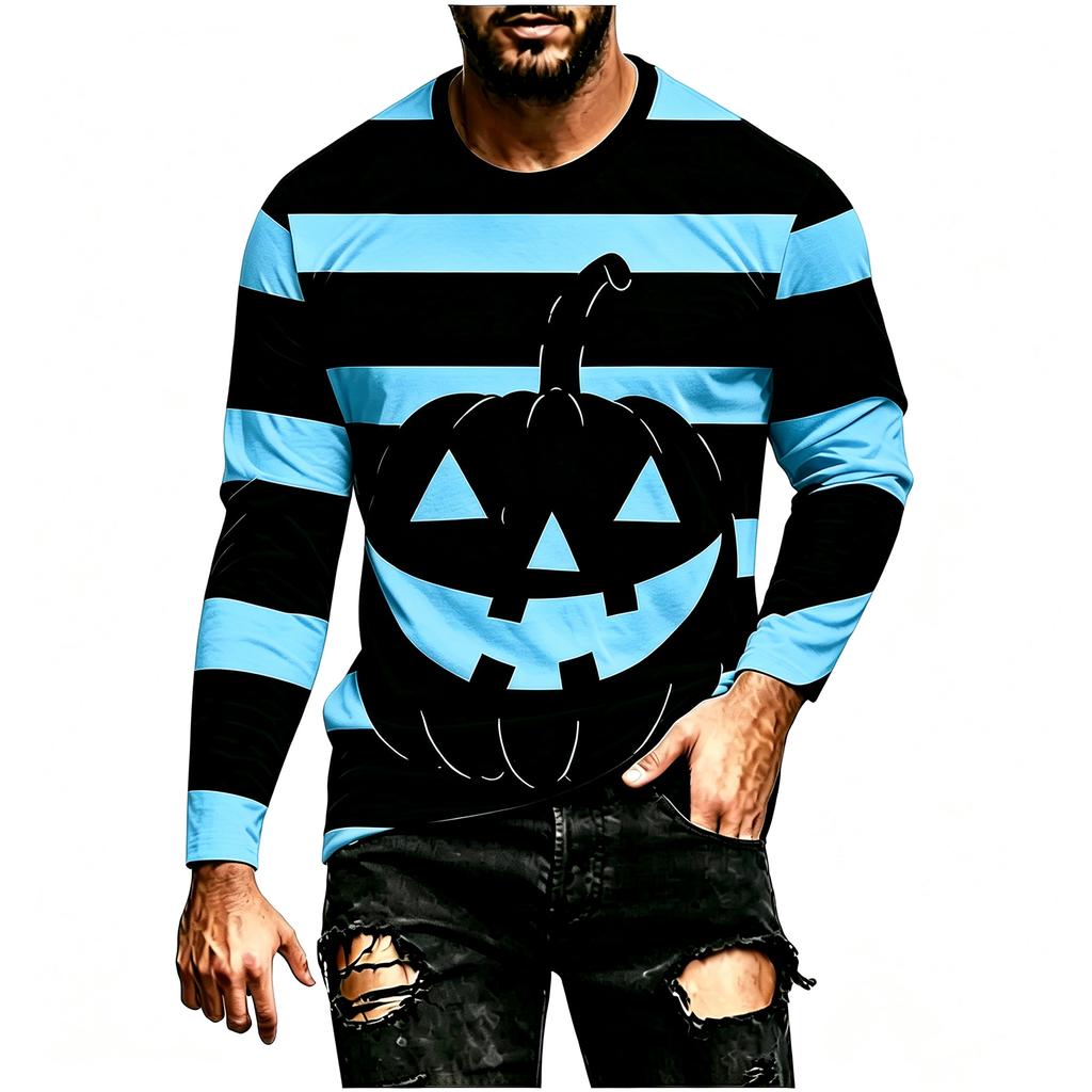 Men's Halloween Striped Long Sleeve Shirt Casual Loose Fit for Party and Everyday Wear