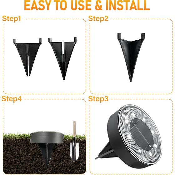 8 LED Bright Solar Ground Lights, 2024 IP68 Waterproof Garden Upgrade Outdoor Light LED Landscape Lighting for Patio Pathway Yard, Paths, Decks,