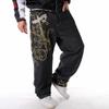 European and American Embroidered Hip-hop Jeans Men's Trend HIPHOP Street Dance Casual Loose Plus Fat Plus Size Skateboard Pants 30-46