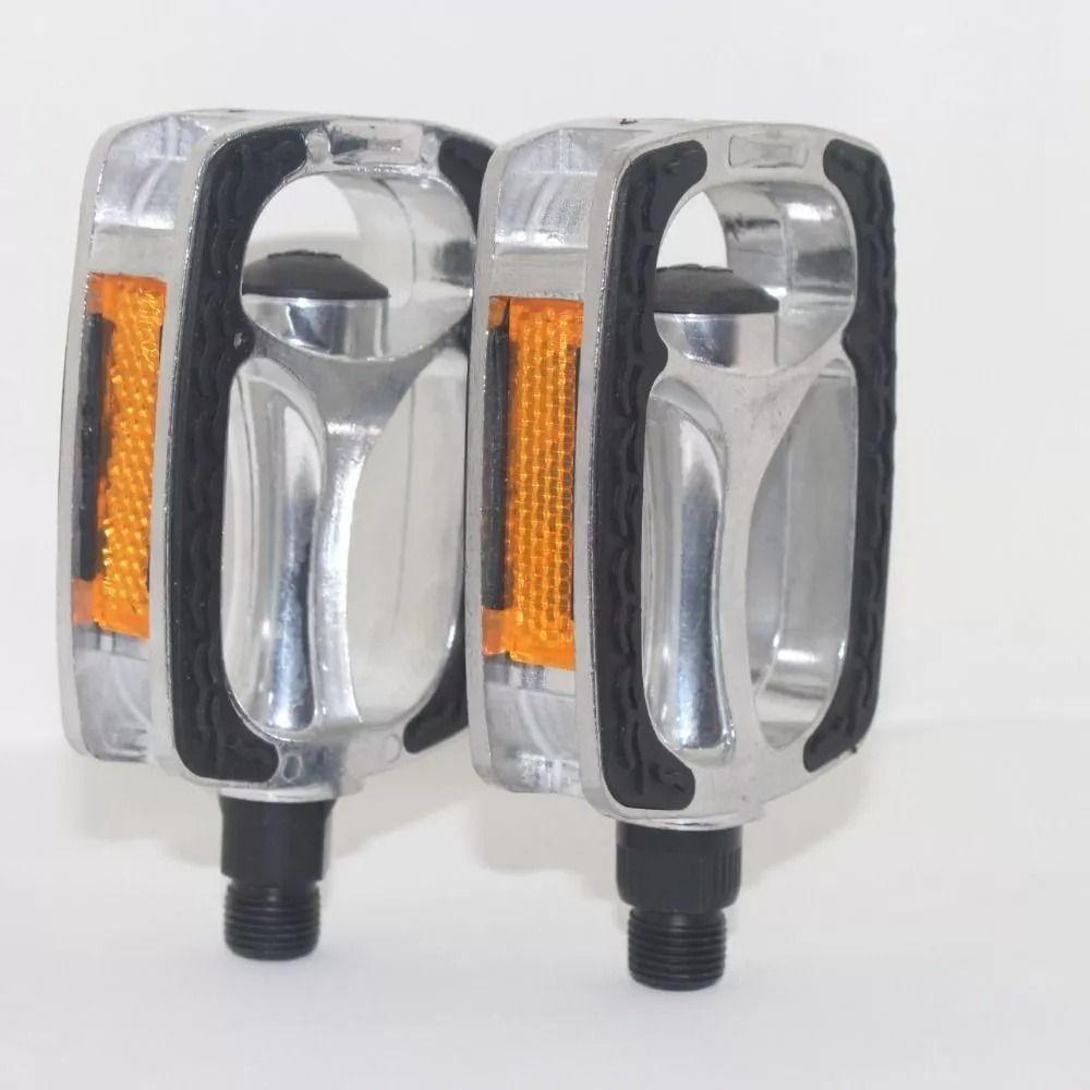 Retro Aluminum Alloy Bicycle Pedals Safety Non-Slip Bike Pedals Durable Reflective Strips Road Bike Pedals Outdoor Sports
