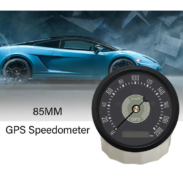 ELING 85mm GPS Speedometer 0-160km/h 0-220MPH Total Mileage Adjustable with Red Yellow Backlight for Car Yacht Universal 9-32V
