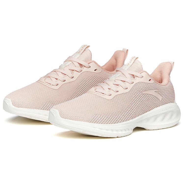 Anta Cushioning Slip Resistant Abrasion Resistant Low Top Running Shoes Women's Pink White 122135568-3