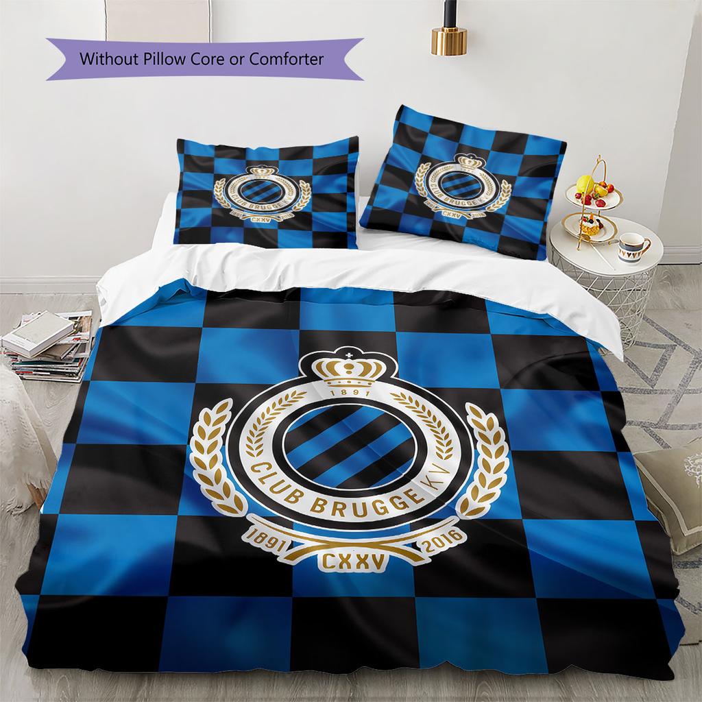 Club Brugge KV Pattern Bedding,Quilt Set Quilt Cover Pillowcase Home Birthday Gift(1 * duvet cover + 2 * pillowcase, without core)