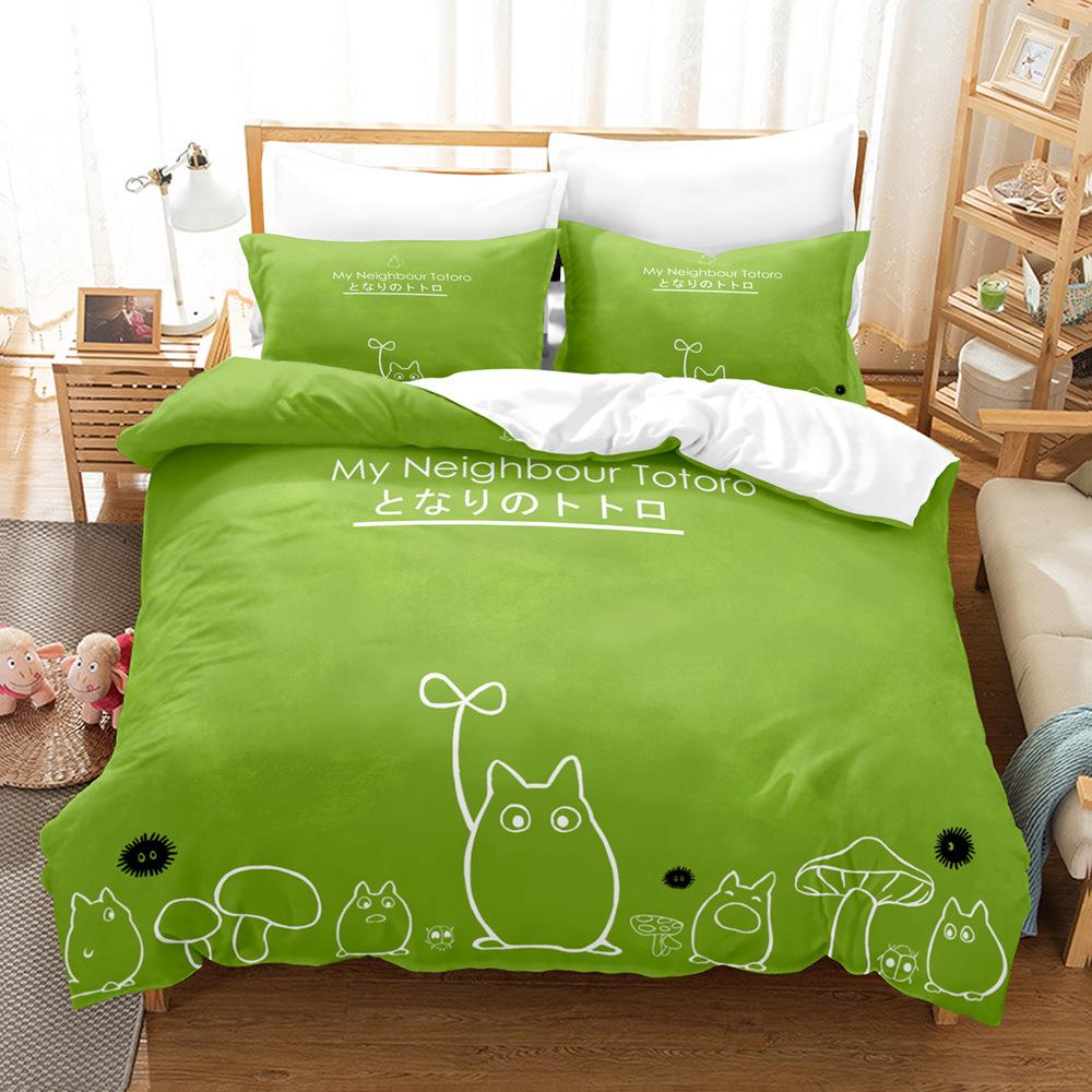 

Miyazaki Hayao Spirit Away Комплект постільної білизни Quilt Totoro Studio Ghibli Duvet Cover Comforter Bedlothes Children Kid Boy Bed EU SK(260x220cm)