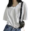 New Summer Pure Cotton V-neck White T-shirt Women's Short-sleeved Solid Color T-shirt Women's Straight Loose and Thin Top