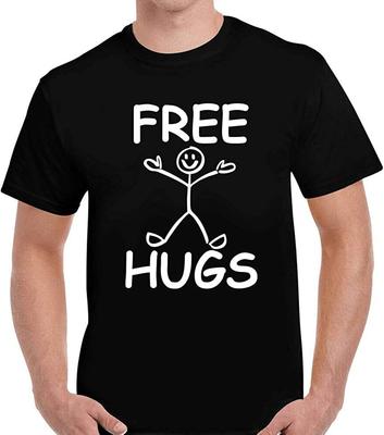 Free Hugs T-Shirt Graphic Top Printed Shirt Short-Sleeve Tee Mens Black