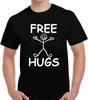 Free Hugs T-Shirt Graphic Top Printed Shirt Short-Sleeve Tee Mens Black