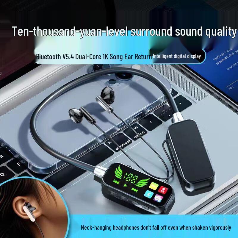 NZ-02 Bluetooth Neckband Earphones: High-Quality Sound, Ultra-Long Battery, Noise Reduction, Perfect for Sports and Karaoke.