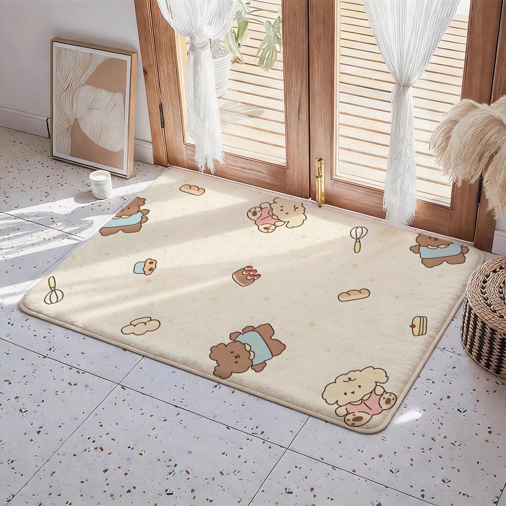 Animal A Bear Floor Mat Eco Flannel Doormat Non Slip Odorless Indoor Floor Rug Soft Short Plush Home Mat