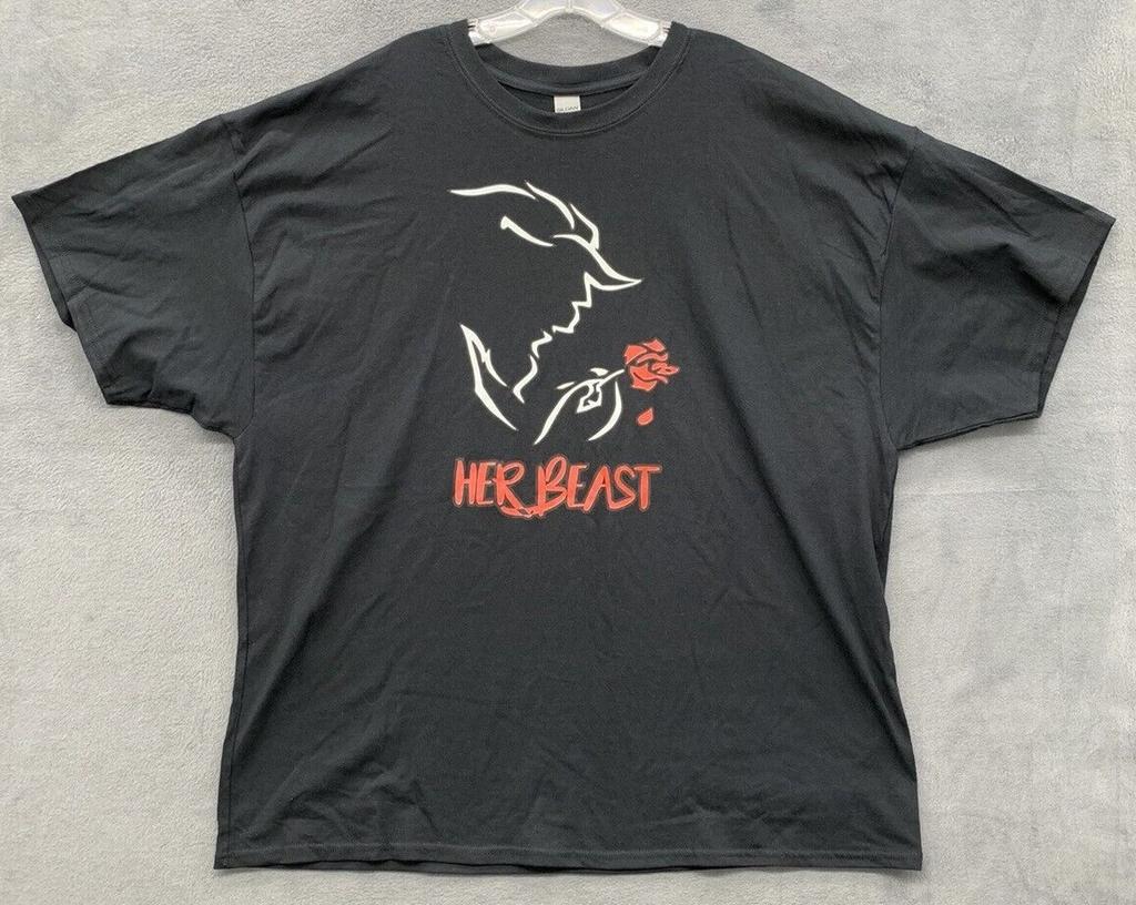 Gildan Graphic Tee T-Shirt Men's Size 3XL Black HER BEAST Crew Neck 100% Cotton