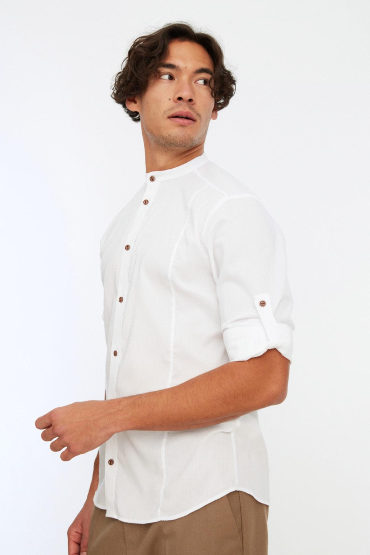 

Белая мужская рубашка Judge Collar Bengalin Cup Extra Slim Fit TMNSS20GO0121