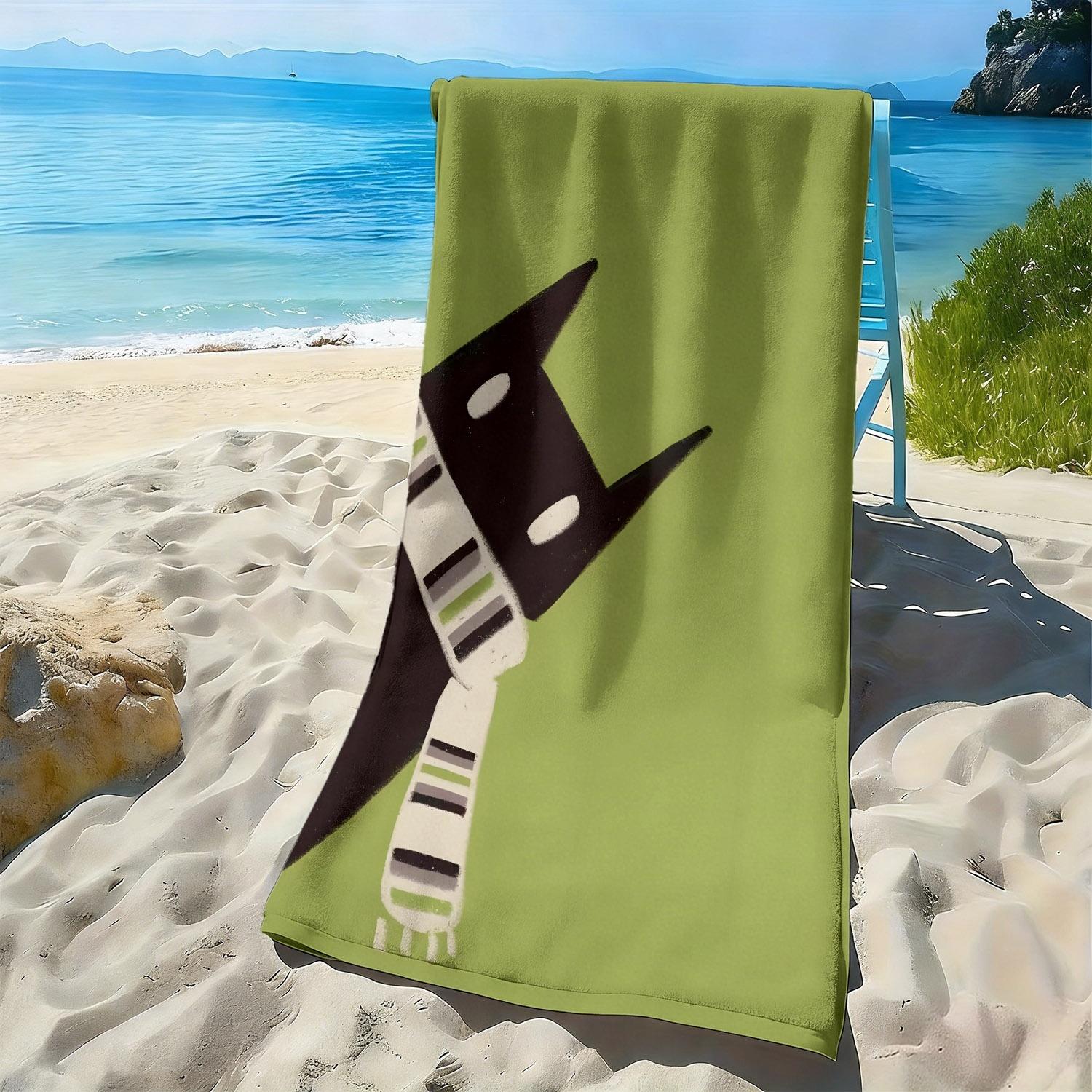 

Cartoon cat geometric pattern polyester microfiber beach towel is highly absorbent, suitable for swimming and beach outings W30*H60(CM)