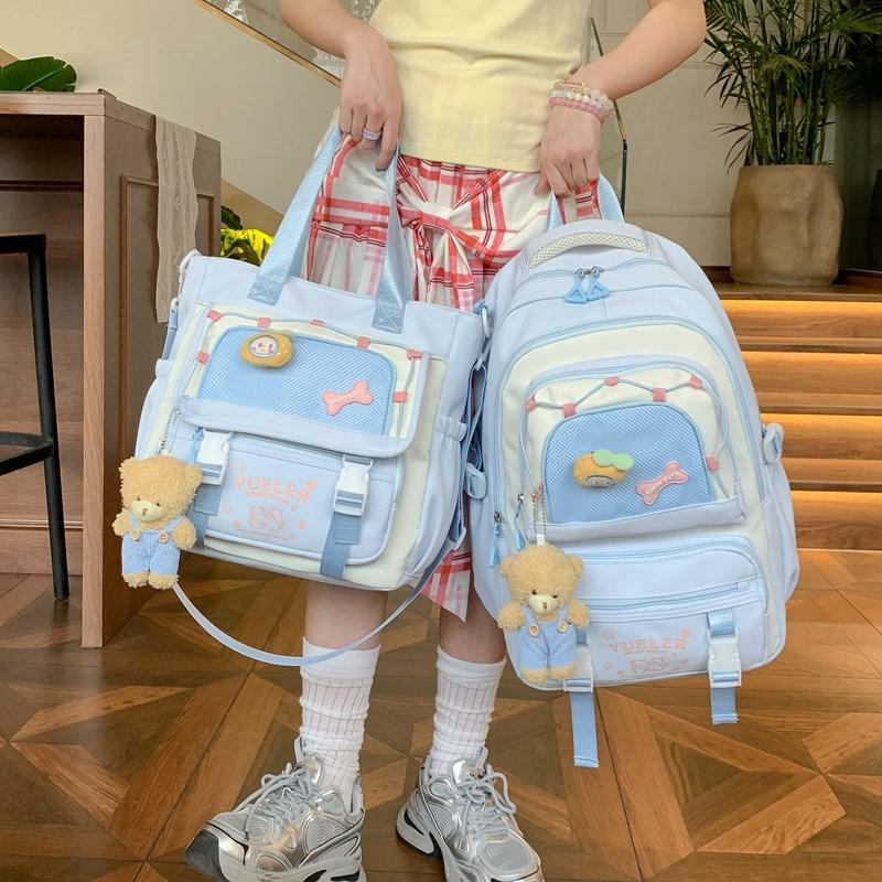 Schoolbag Japanese new cute little fresh girl make-up bag junior high school student college wind dopamine contrasting backpack