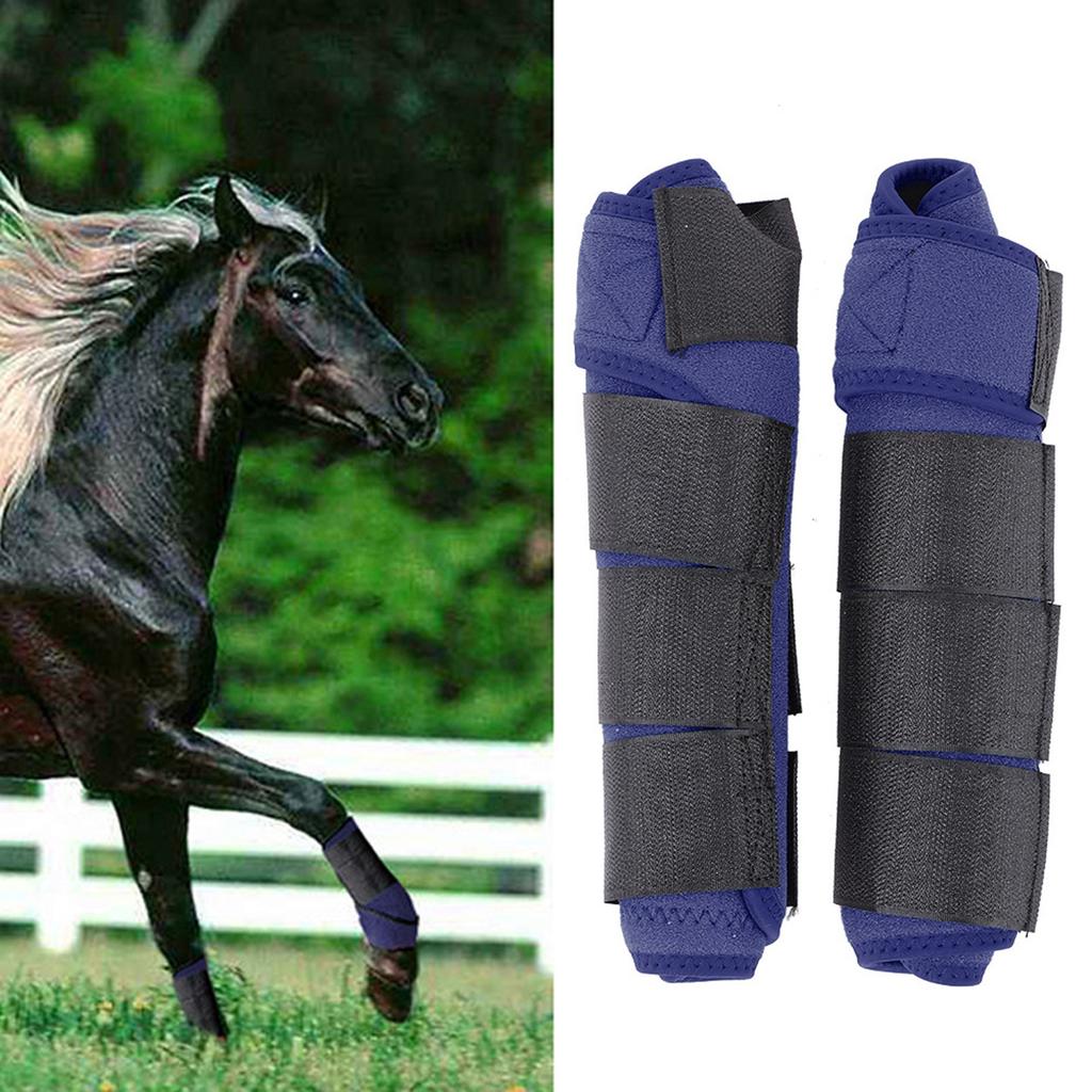 1 Pair Adjustable Horse Splint Leg Boot Protection Support Wrap Equestrian Equipment Dark Blue